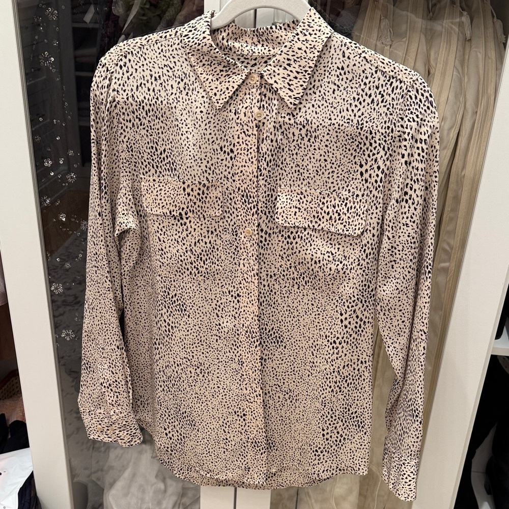 Equipment Leopard Print Button-Up Blouse